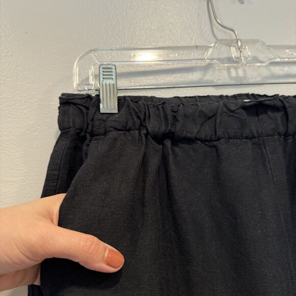 Madewell Wide-Leg Pants Linen Blend Chinos High Rise Pull On Black Women Small - Picture 2 of 7